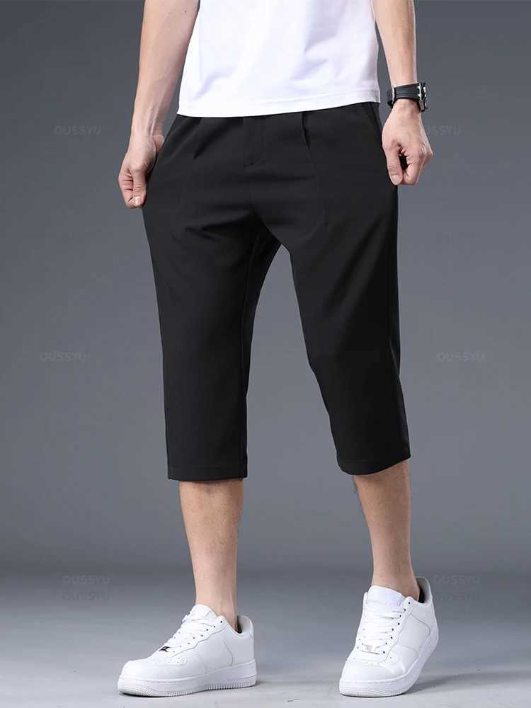 Brand Clothing High-Quality Business Suit Calf-Length Pants Men Pendulous Smooth Solid Color Straight Office Formal Shorts W250225