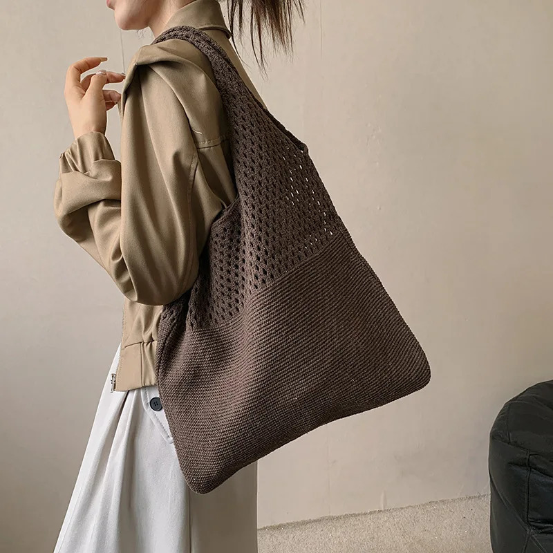 Large Capacity Shoulder Bags Fashion Women Hollow Woven Crochet Bag Knitting Handbags Eco Female Shopping Tote 250224