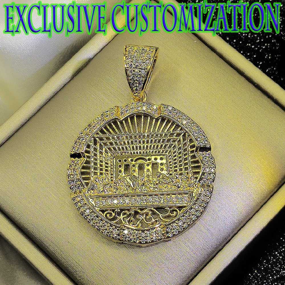 Exclusive cust classic hip-hop necklace with luxurious diamond cut out design pendant premium gold plating trendy decoration X250224