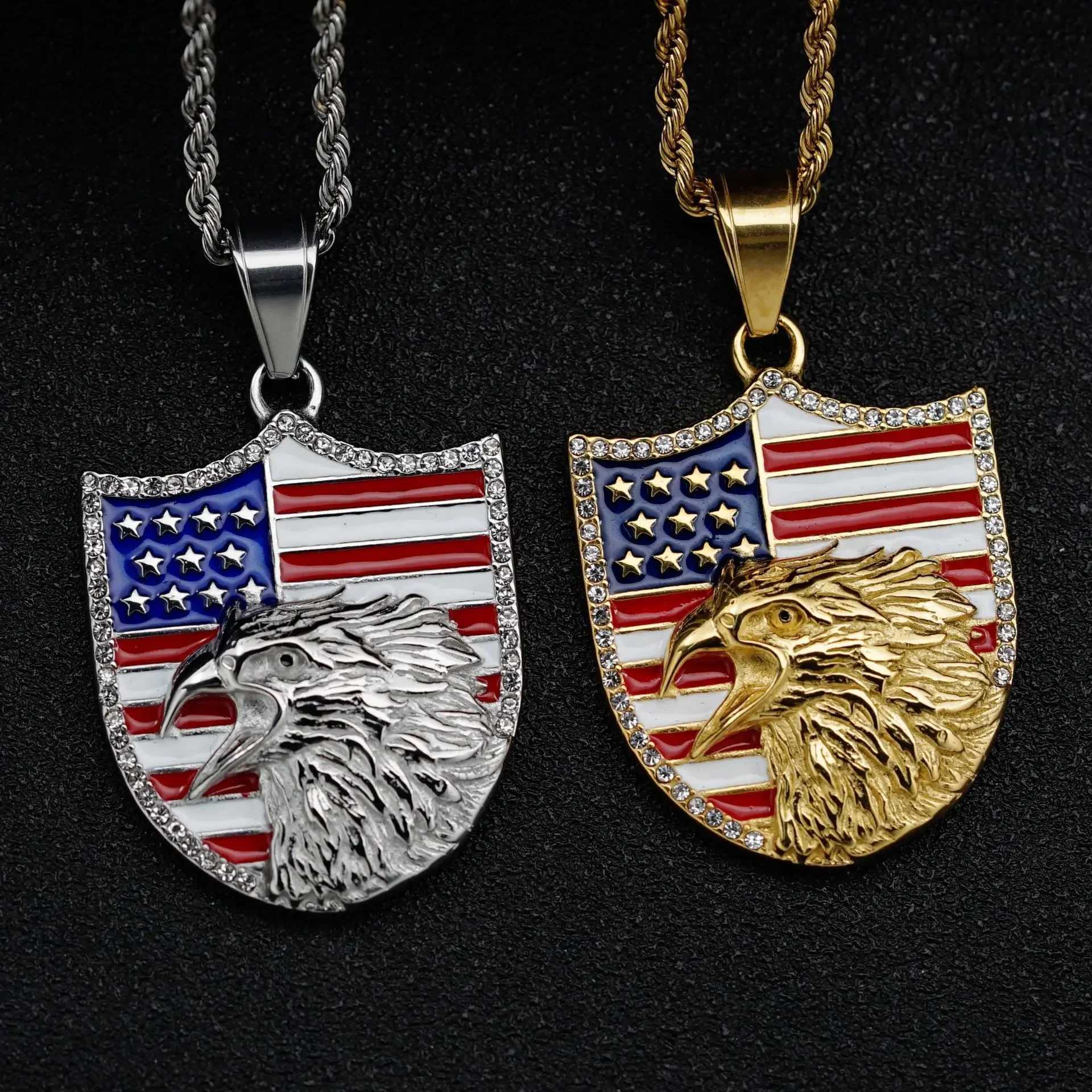 New HIPHOP Style 316 Stainless Steel Flag Design Necklace Pendant Explosive Popar Jewelry Accessory X250224