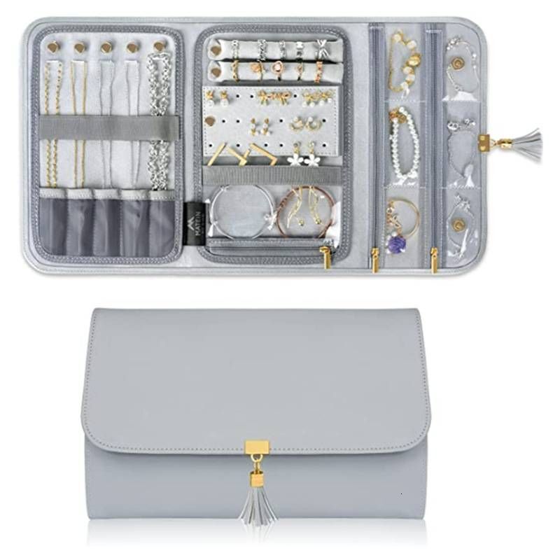 Designer fashion new folding travel portable storage multi-ring earrings jewelry bag