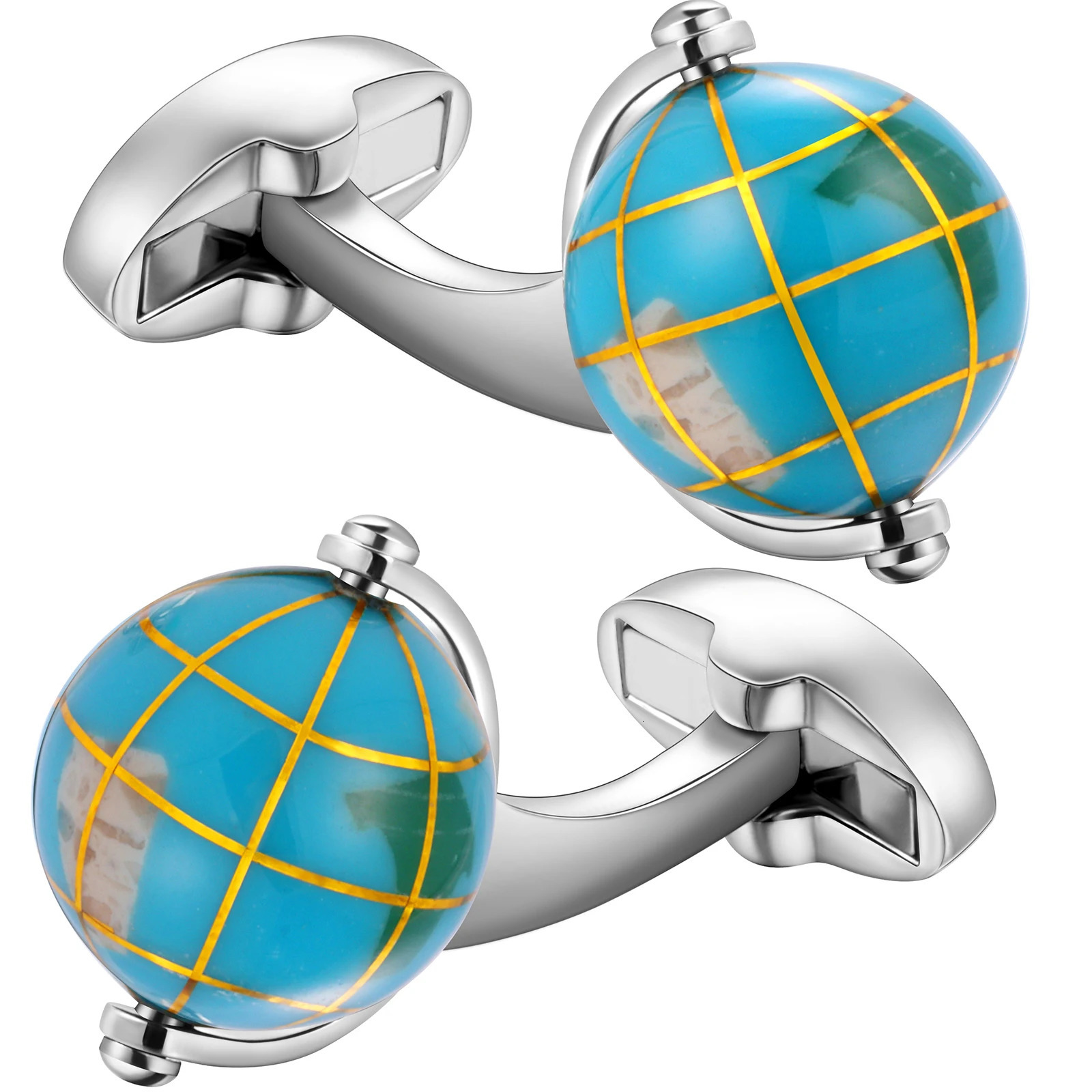 HAWSON Man French Shirt Cuff Fashion Jewelry Mens Novelty Globe Cufflinks Earth Cuff links for Geolography 250220