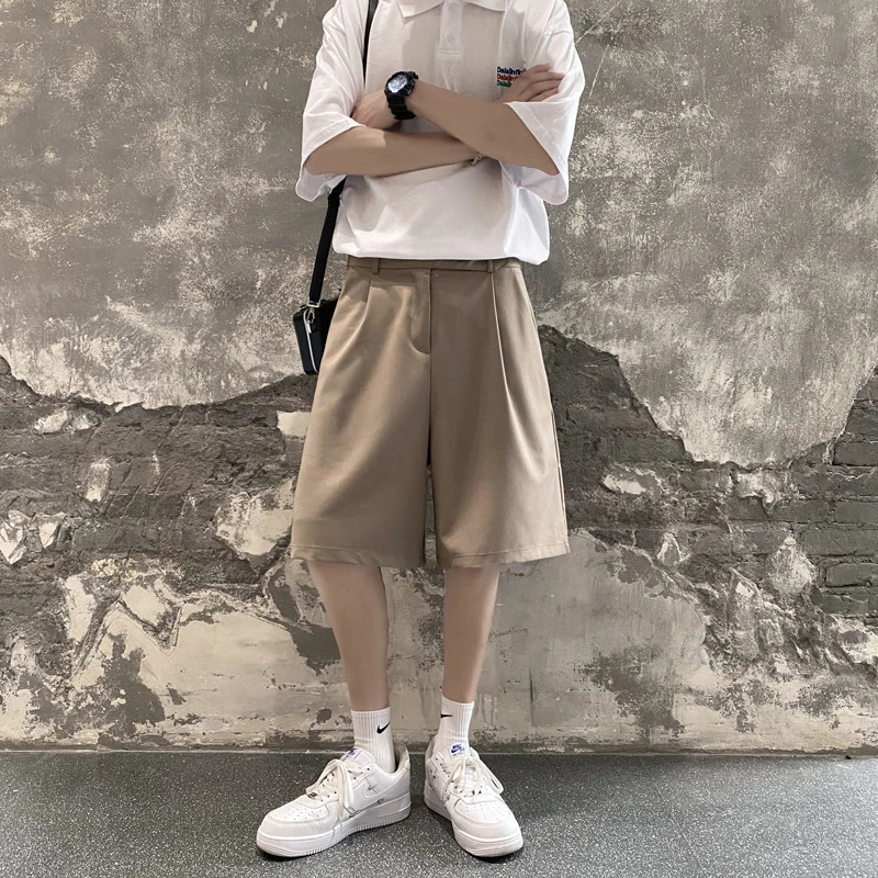 Summer Black Suit Shorts Men Fashion Social Mens Dress Shorts Korean Khaki Casual Suit Shorts Mens Office Formal Shorts M-2XL 250224
