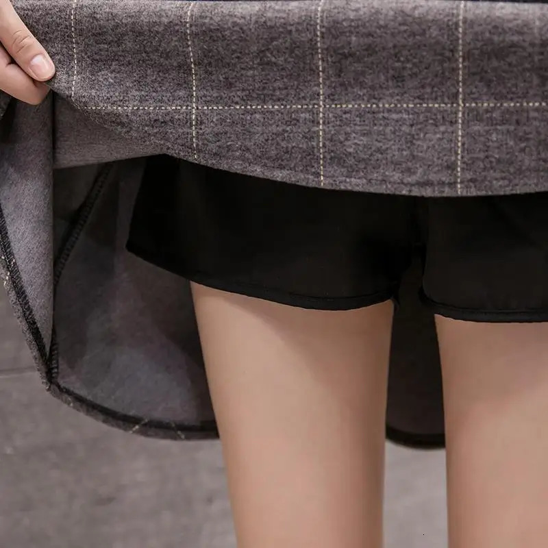 Woolen Plaid High Waist Skirt Women Korean Slim Mini A-line Lace up Ball Gown Skirt Autumn Winter Preppy Style Skort Female 250224
