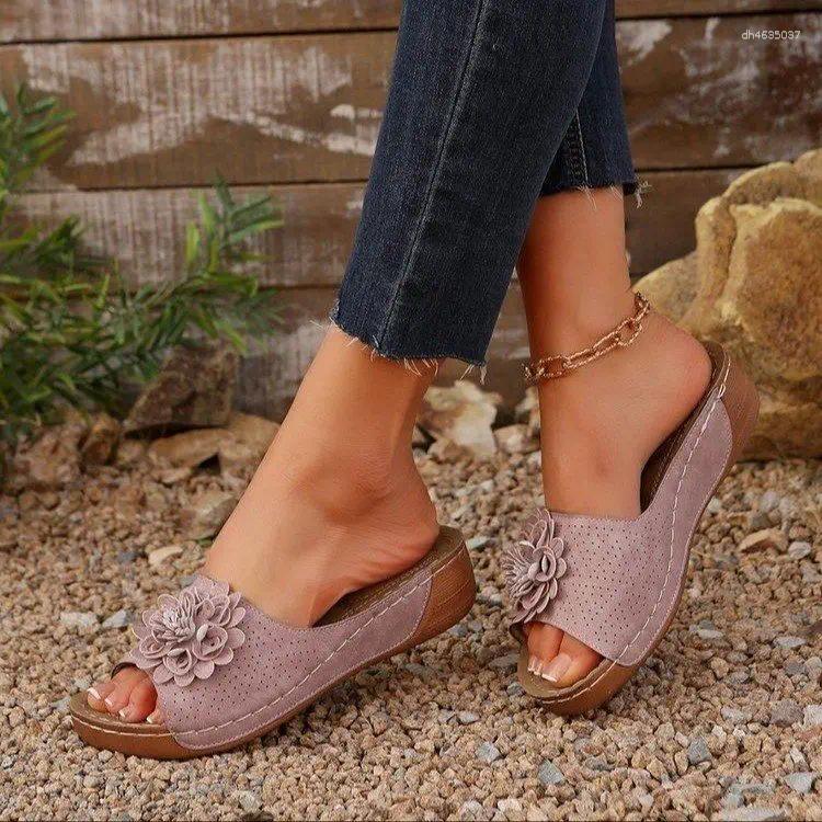 Slippers 2025 Summer Plus Size 36-43 wer Platform Non-slip Sandals Wedge Open Toe Hollow-out zhanyishengli