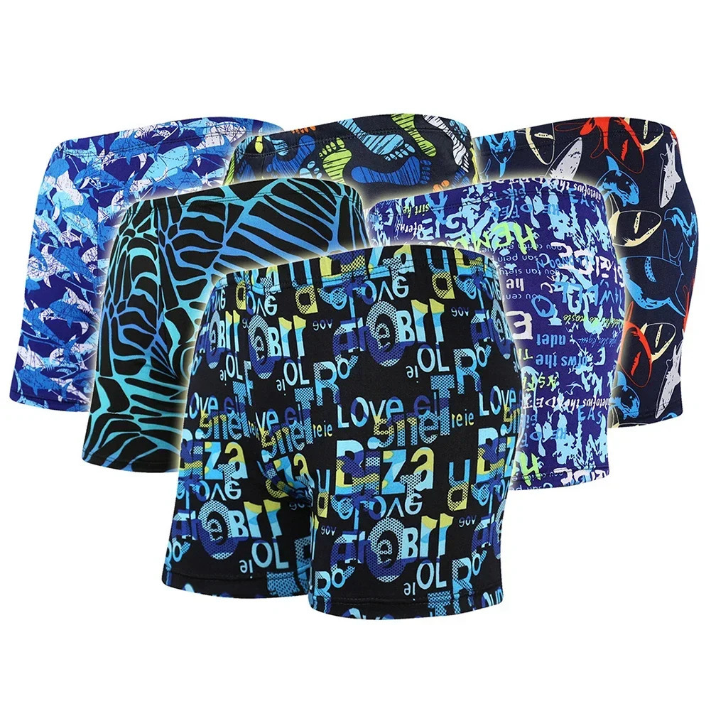Mens Colorful Print Quick Dry Swimwear Men Trunks Swim Shorts Slim Fit Swimming for Beach Surf Beachwear 250222