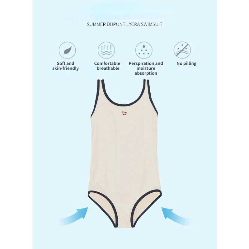 2023 Childrens Swimwear Quick Dry Sun Protection Baby Strap Swimwears Girl Sleeveless Backless One Piece Swimsuit Bikinis X250224