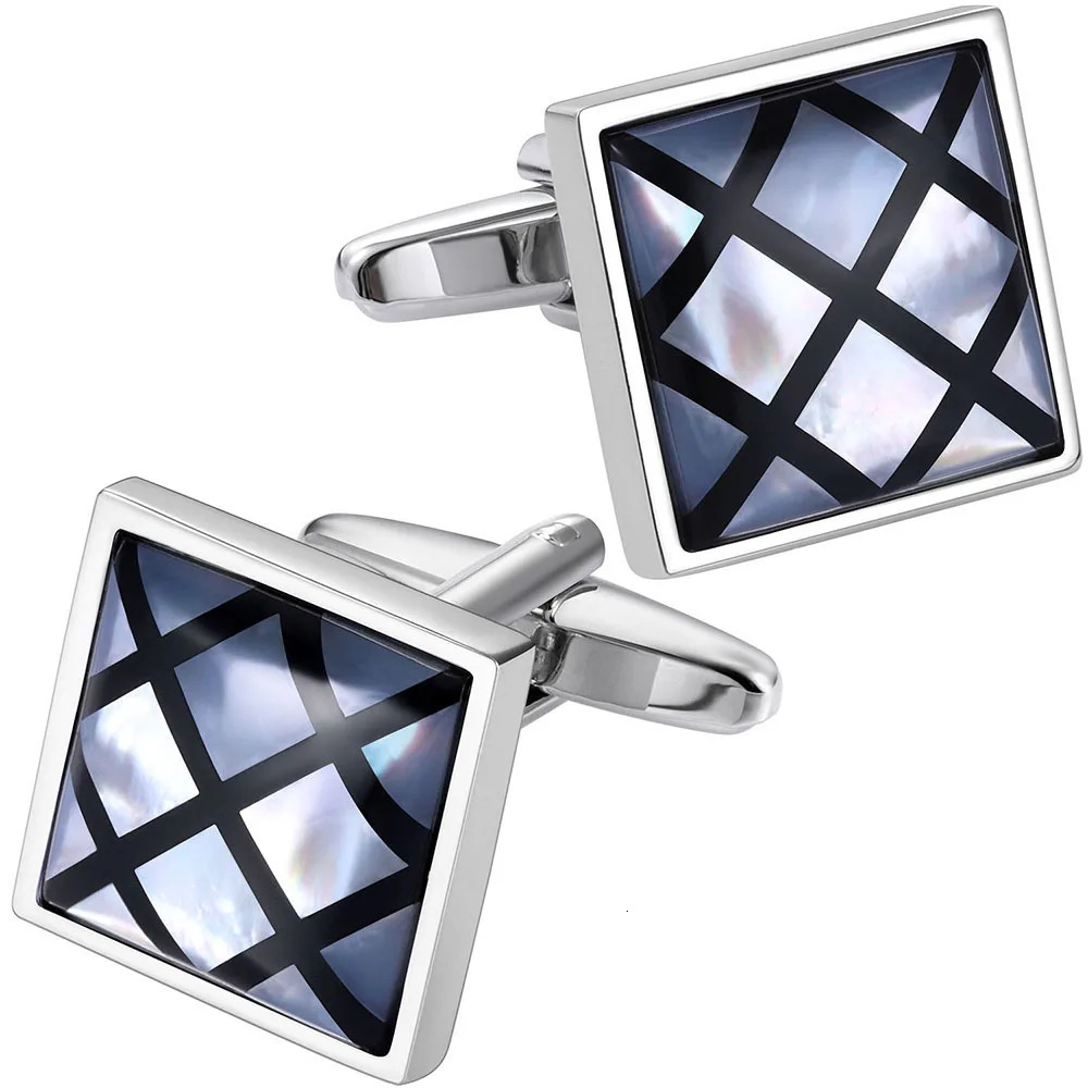 Mens mother of pearl cufflinks silver 250220