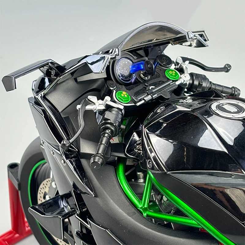Large 1 6 Kasaki H2R Spray Alloy Diecast Motorcycle Toy Bootable Dynamic Metal Model Sound Light Birthday Gift Hobby Collect O Z250224