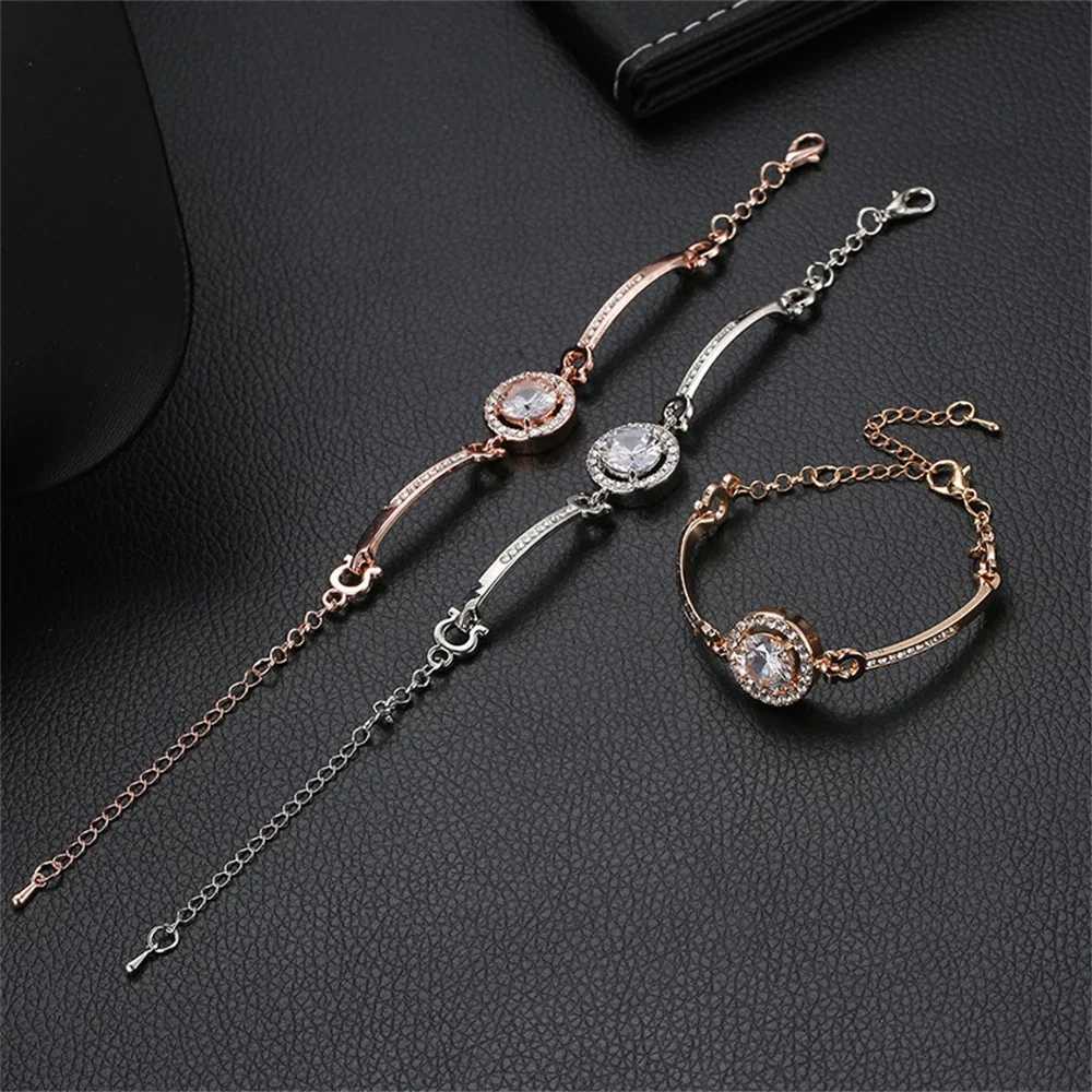 Luxury Round Big Zircon Bracelet Korea Fashion Adjustable Gold Color Zinc Alloy Rhinestone Bracelet for Women JewelryXJ250225