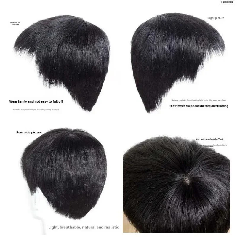Mens Human Hair Fake Swiss Lace Mens Wig Hair Durable Mens Capillary Prosthetics Handmade Indian Hairpin Replacement System 250224