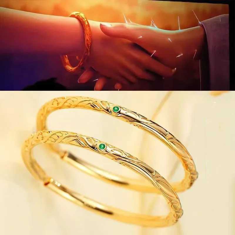 Exquisite Chinese style Inlaid Emerald bracelets Nezha Qiankun Circle Bracelet Couples Bracelet Mens and Womens Train JewelryXJ250225