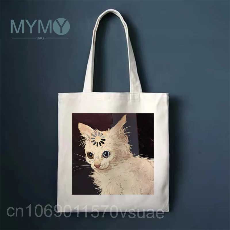 Cute Women Shoulder Bag Harajuku KAWaii Shopper Shopping Bag Ladies Reusable Large Capacity White Handbag Casual Tote Bags Z250224