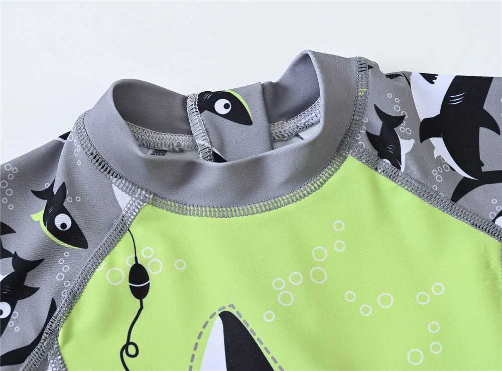 2023 Summer Kids Swimsuit One Piece Cool Shark Print Children Swimwear Beach Wear Kid Clothing X250224
