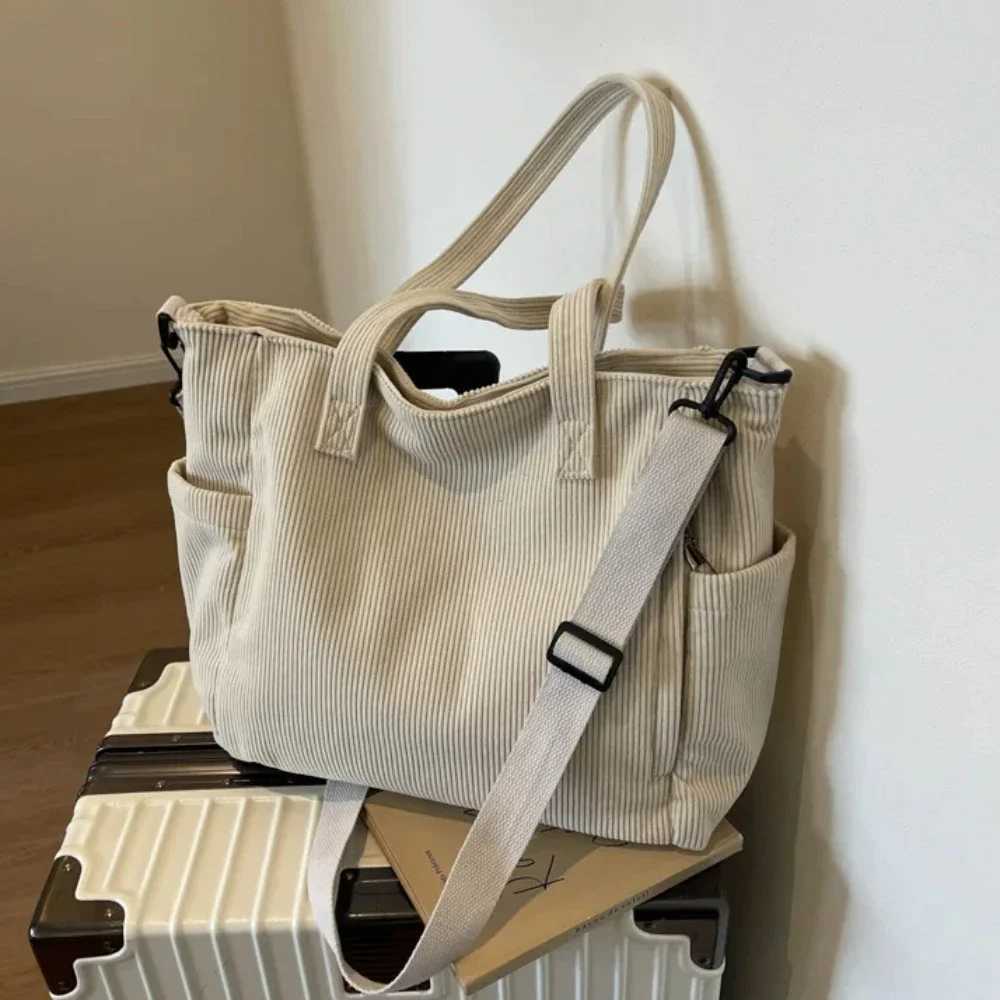 Fashion Edition Shoulder Bag Academic Style Communi ing Corduroy Square BagUnisex Large Capacity Casual Portable Cross body Bag Z250225