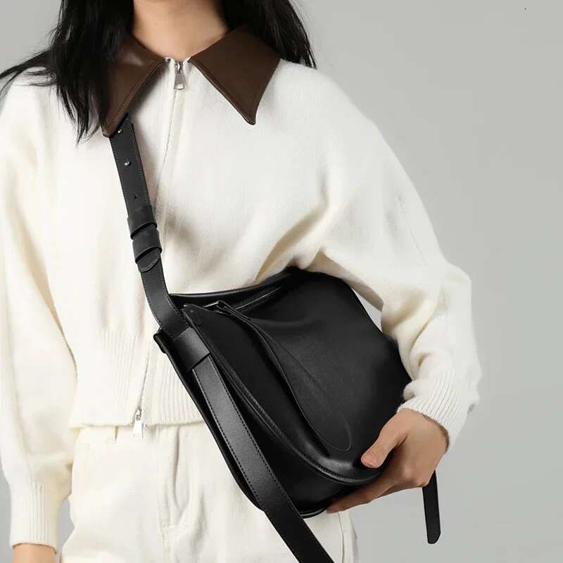 Tote Genuine Leather Shoulder Bags Women Cowhide Bag Lady Soft 100% Design Female Bucket Handbag High Quality New