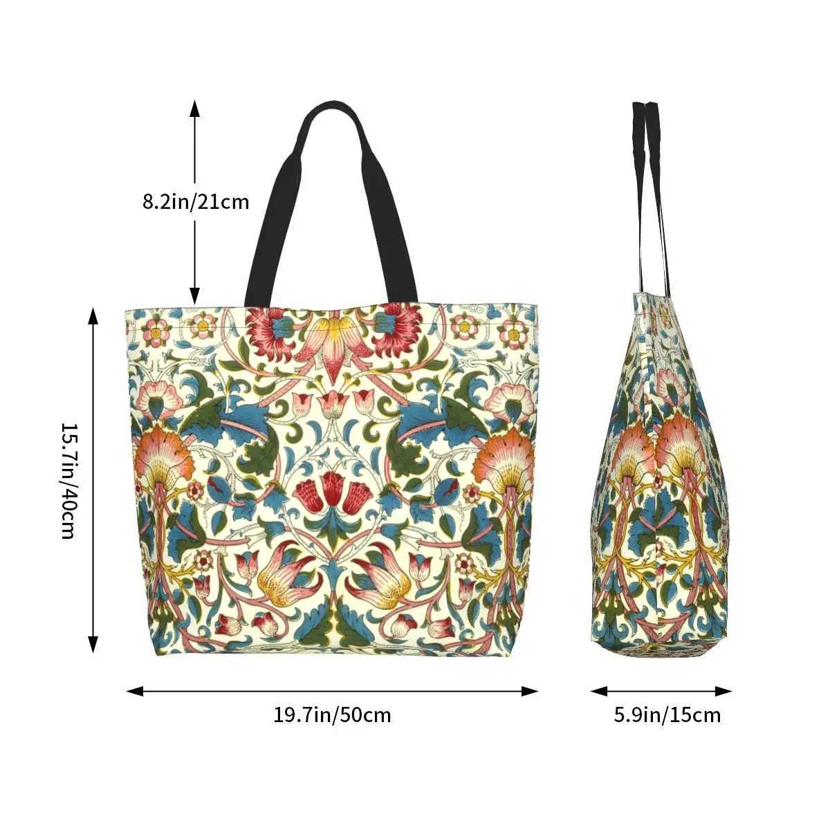 Funny William Morris Shopping Tote Bag Recycling Floral Textile Pattern Groceries Canvas Shoulder Shopper Bag Z250224