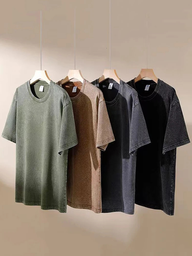 Streetwear Washed Vintage T-Shirts Hip Hop Retro Punk T Shirt Women Tops Cotton Neutral Short Sleeve Acid Wash TShirts 250225