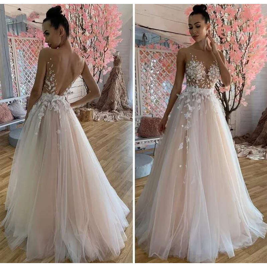 Sexy Illusion Tulle Lace Appliques Wedding Dress Sweep A E Sweetheart Off The Shoulder Boho Bridal Gowns Backless Vestidos De Noiva
