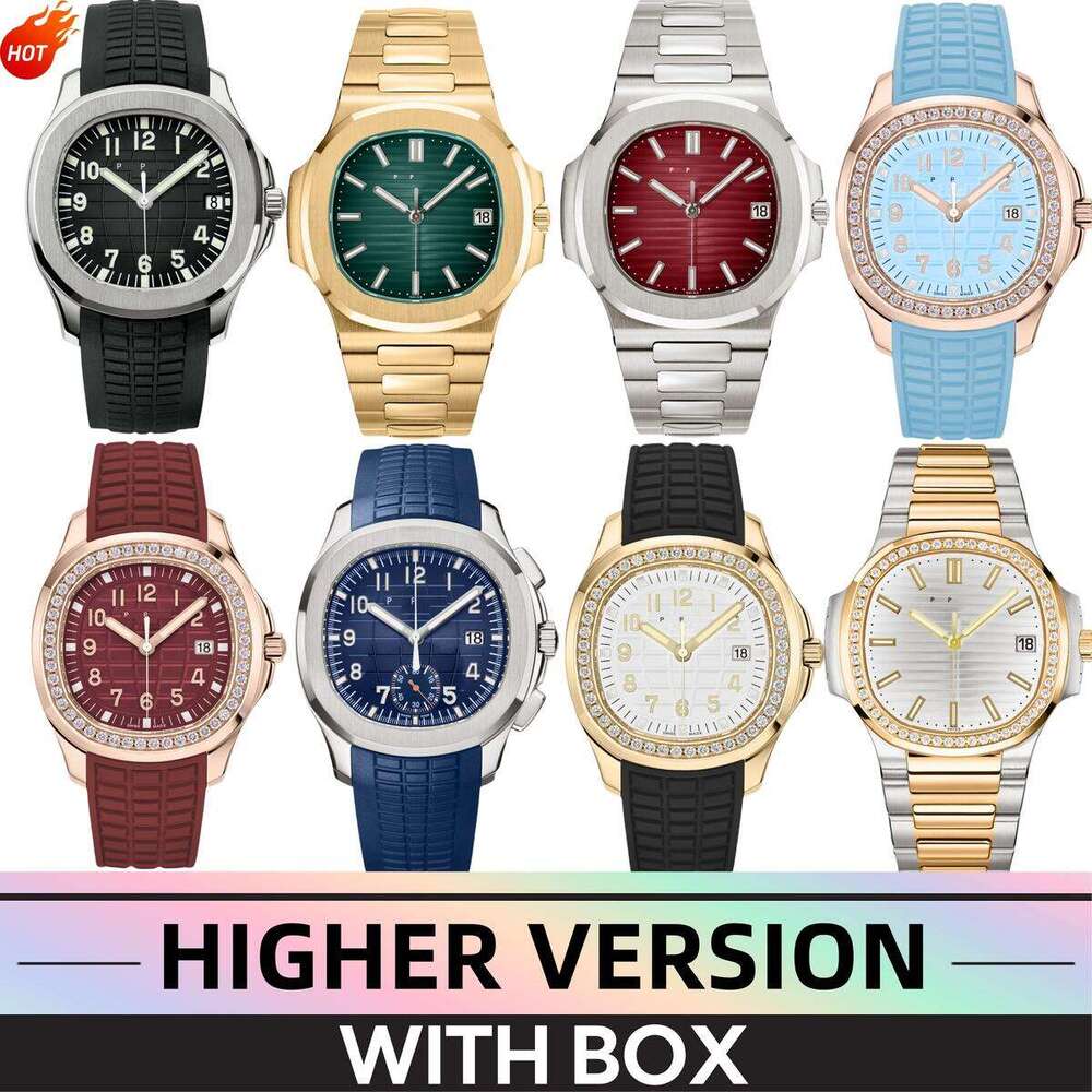 Mens Watch Patecks Philipes Watch Luxury Designer Watches Man Gold With Box Stainless Steel Band Diamond Chronograph Luminous Rubber 3-niddles 32c