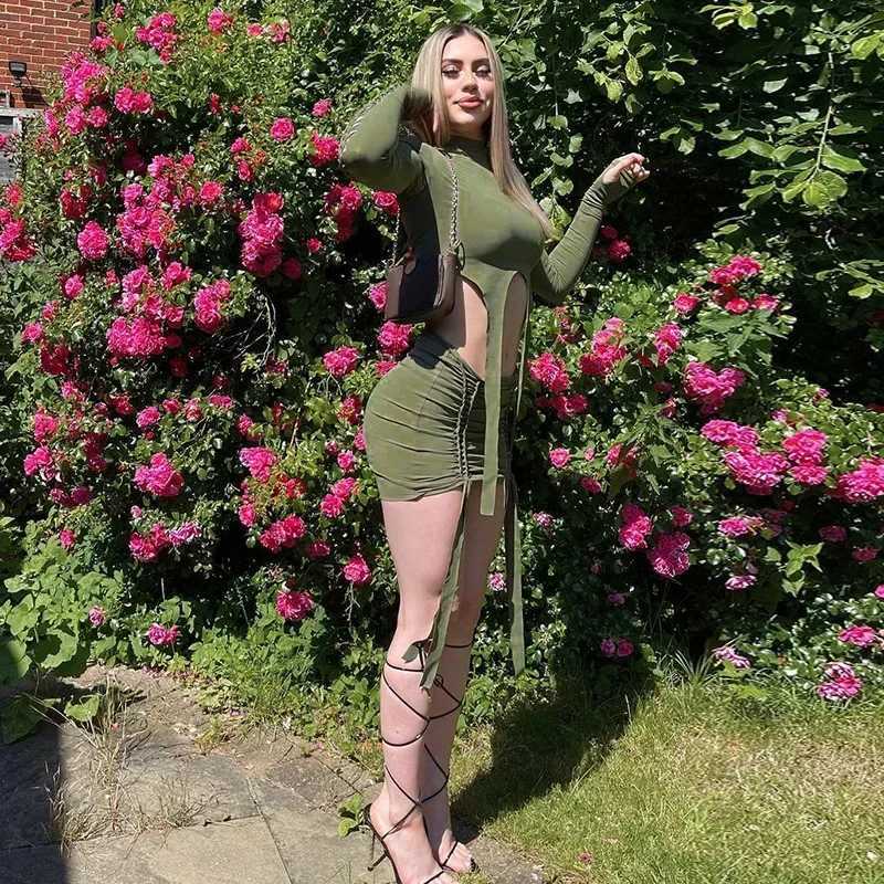 2-piece maternity outfit Photoshoot fashion hole long sleeved top tight maternity outfit Photography maternity outfit X250224