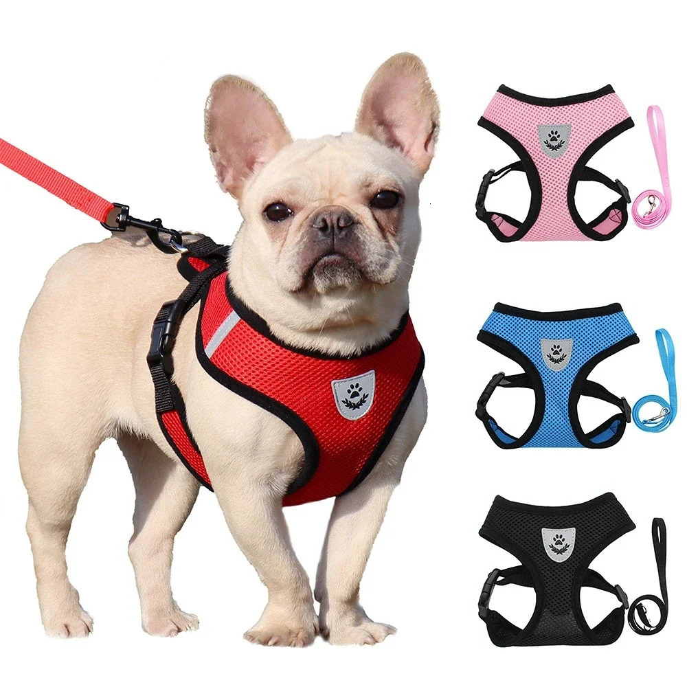 Summer Cat Dog Harness Lead Leash Adjustable Vest Polyester Mesh Breathable Harnesses Reflective for Small Dog Cat Lesah 250224