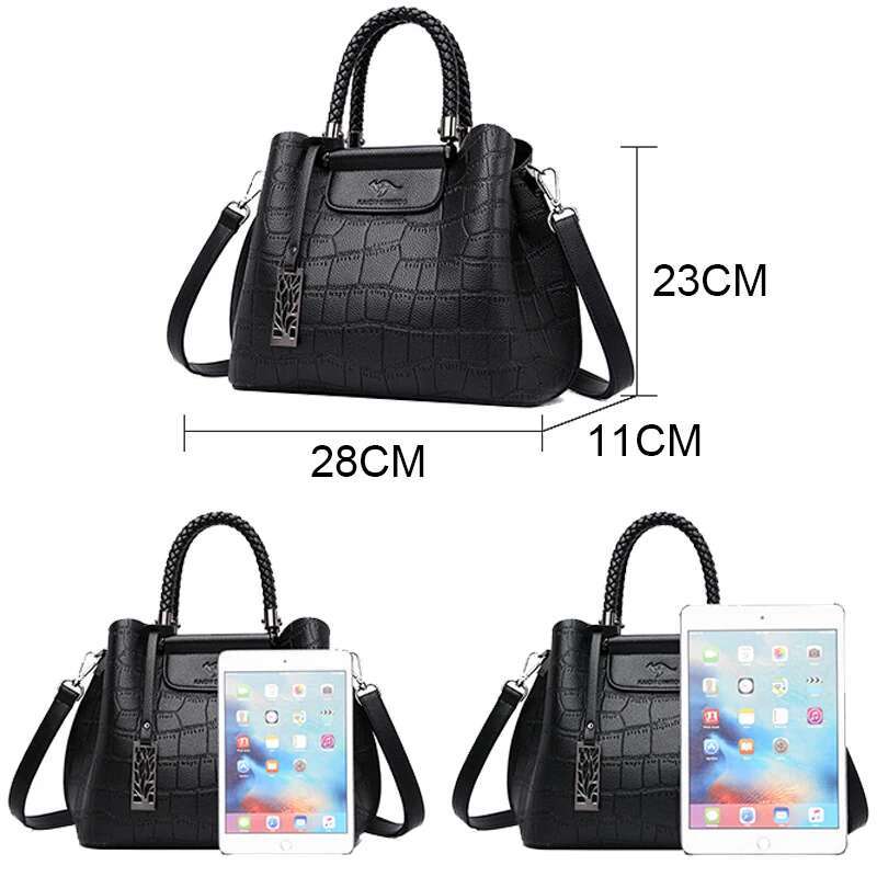 Genuine Leather Handbags For Women Hand-Knitted Crossbody Shoulder Bags Designer New Style3 Stone Pattern Ladies Tote Bag Sac A Main