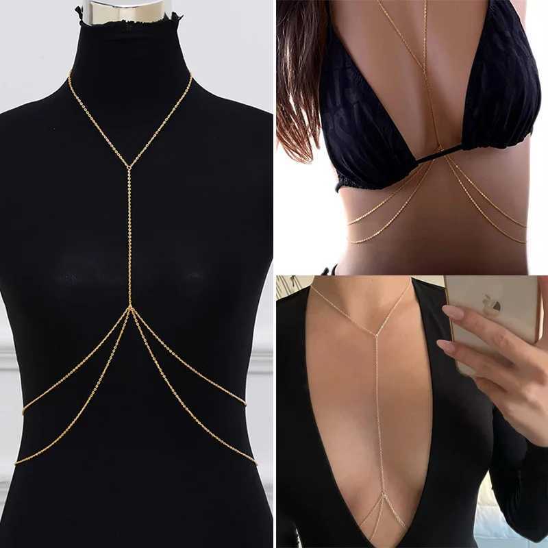 Sexy Chest Chain Bra Bikini Belly Waist Chain for Women Girls Cross Fa Suit Beach Harn Necklace Breast Body Chain JewelryXJ250224