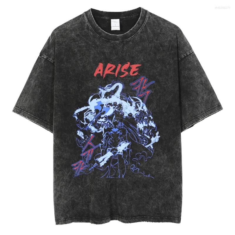 Men's T Shirts Anime Solo Leveling Sung Jin Woo Graphic Shirt Men Manga Vintage Tshirts Casual Cotton T-shirt Harajuku Male Tops