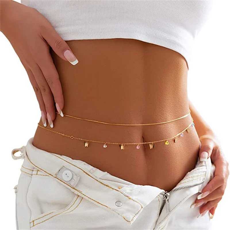 Charm Tassel Belly Chains For Women Gold Silver Color Rhinestone Bikini Waist Body Chain Jewelry Versatile AcoriesXJ250224