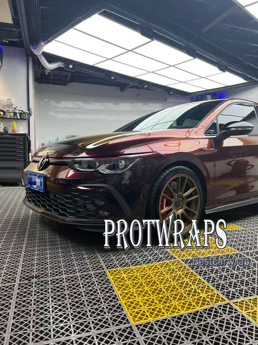 Premium HD Ultra Gloss Madeira Red Black Vinyl Wrap Sticker Whole Car Wrapping Covering Film With Air Release Initial Low Tack Glue Self Adhesive Foil