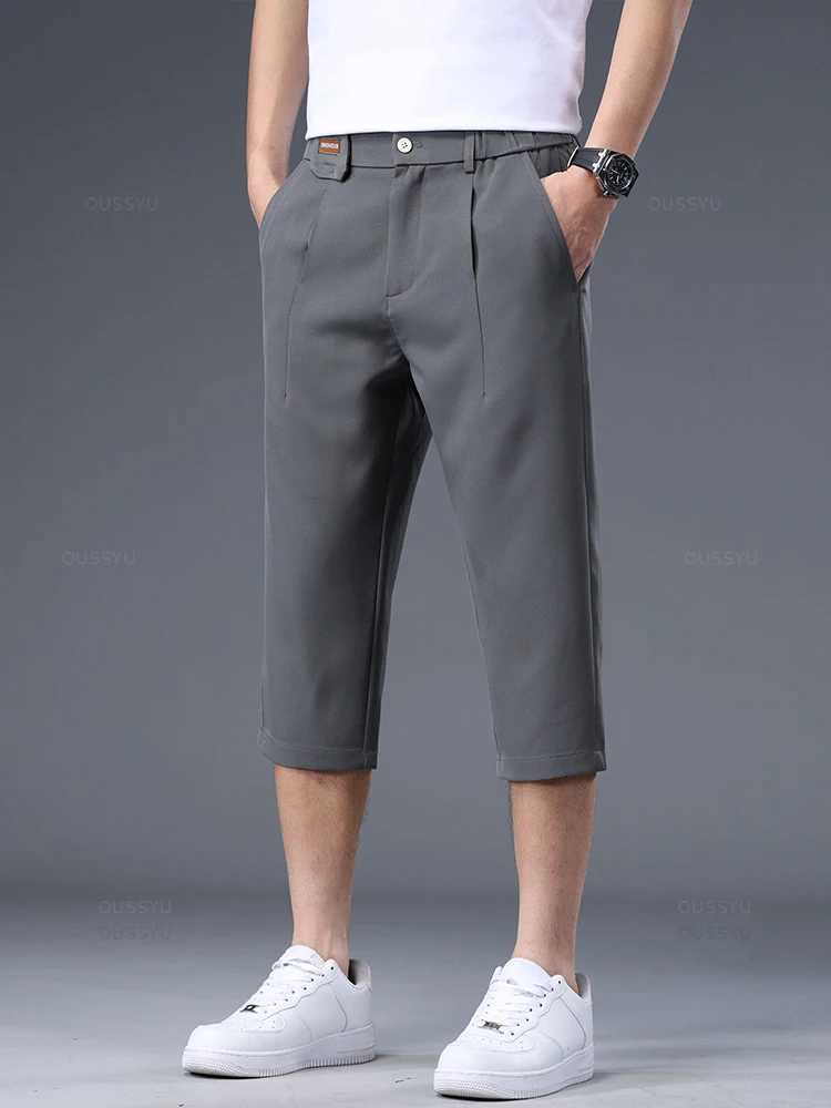 Brand Clothing High-Quality Business Suit Calf-Length Pants Men Pendulous Smooth Solid Color Straight Office Formal Shorts W250225