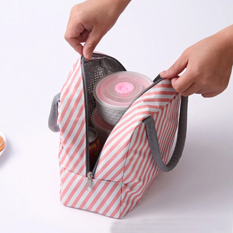 Functional Pattern Cooler Lunch Box Portable Insulated Canvas Lunch Bag Thermal Food Picnic Lunch Bags For Women 250224