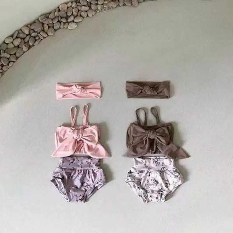 Kids Swimwear Sets 2024 New Summer Baby Girl Floral Bikini Swimming Suit Fashion Boys Swimsuits Infant Holiday Beach Clothes Set X250224