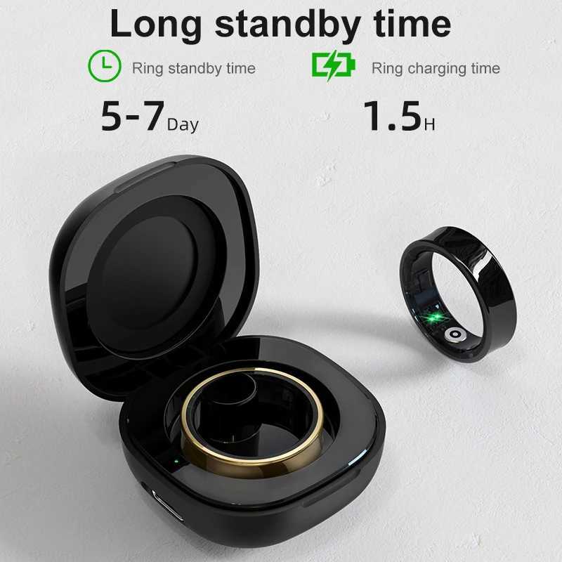 New R09 Smart Ring Men Women with Charging Case Skin Temperature Health and Sleep Monitor 5ATM Waterproof For Andriod IOS Phone W250225