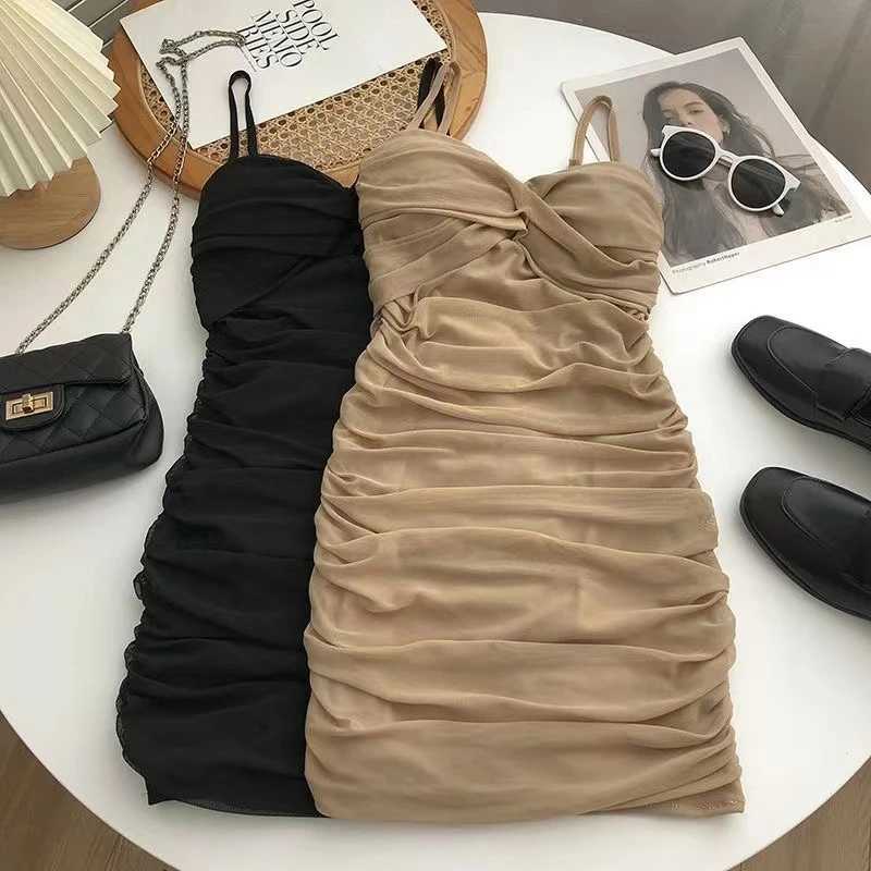 Dresses Women Sexy Club Shirring Design Summer Leisure Lady Mini Straps DressXJ250224