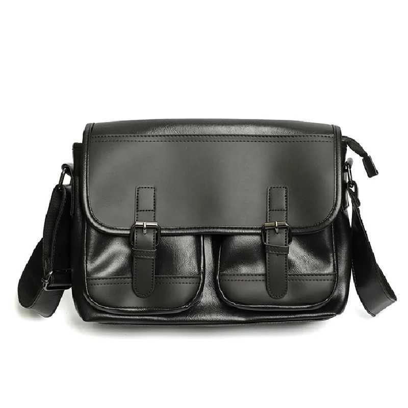 High Quality PU Mens Business Messenger Bags 2023 Fashion Solid Color Shoulder Bag for Male Large Capacity Travel Crossbody Bag Z250225