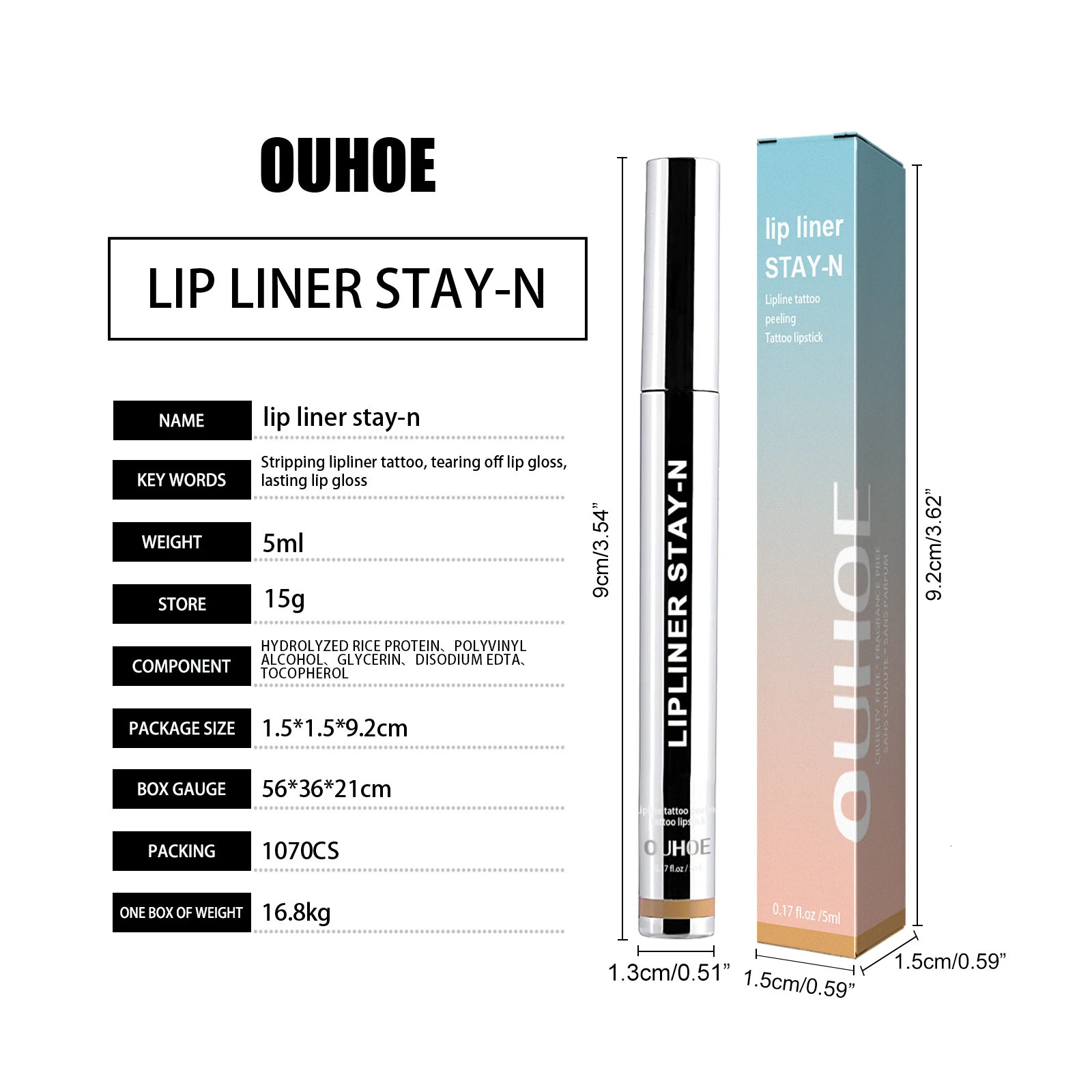 OUHOE Peel - off Lip Liner - Define Lip Contours Nourish Long - lasting Color Non - smudging Peelable Film 250224
