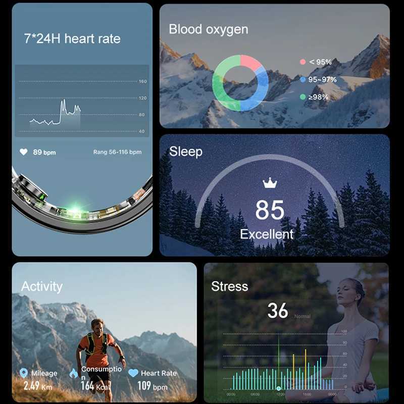 ChiBear R06 Smart Ring Military Grade Titanium Steel Shell Health Monitoring IP68 3ATM Waterproof Multi-sport Modes 2024 New W250225