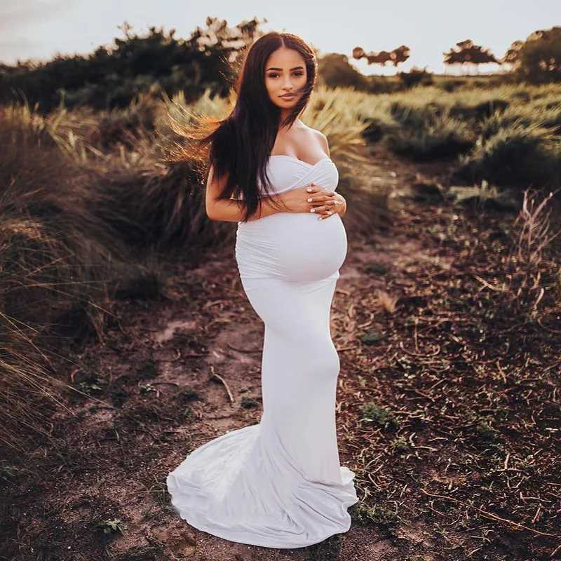 Summer Elegant Maternity Dresses for Photo Shoot Pregnant Women Dress Shoulderless Pregnancy Dress Photography Baby Shower Dress X250224
