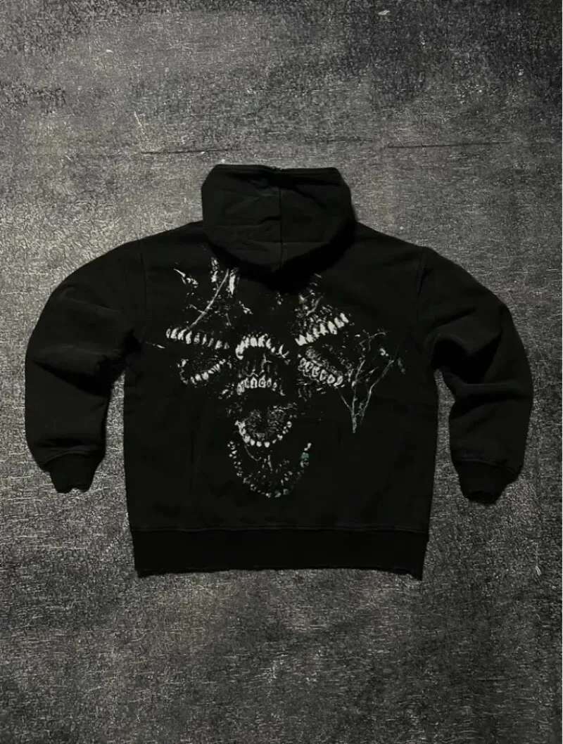 High Street Tie Dye Printed Hooded Sweatshirt for Womens Zip Up Hoodie Cardigan Extra Oversized Retro Y2k Clothes Streetwear