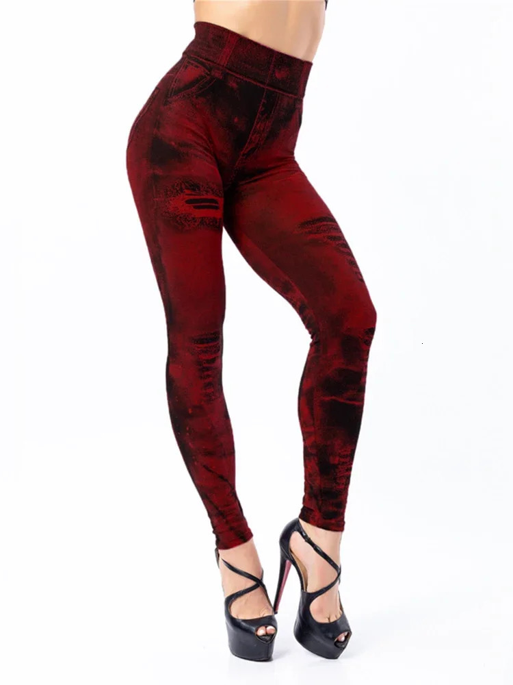 Slim Fit Tie Dye Women Fashion Classic Stretchy Leggings Sexy High Waist Jean Skinny Comfortable Pants 250222