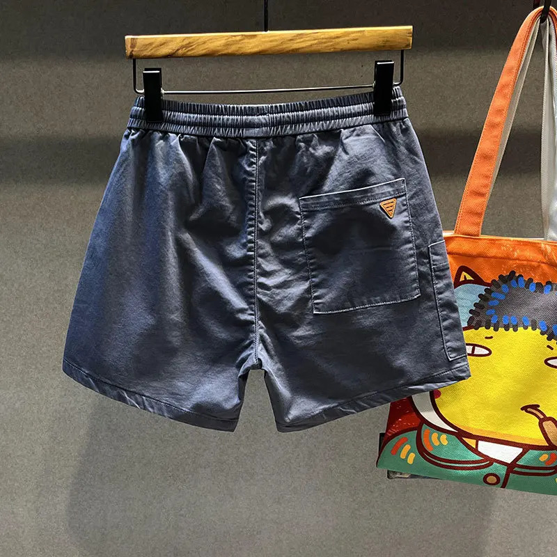 Beach Pants Mens Summer Thin Elastic Waist Khaki Casual Sports Loose Straight Four Points Three Points Workwear Shorts 250225