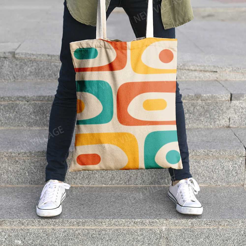 Canvas shoulder bag organization storage Handbags cosmetics travel Womens bag Shopping Fabric pouch nordic boho Customizable Z250224-1