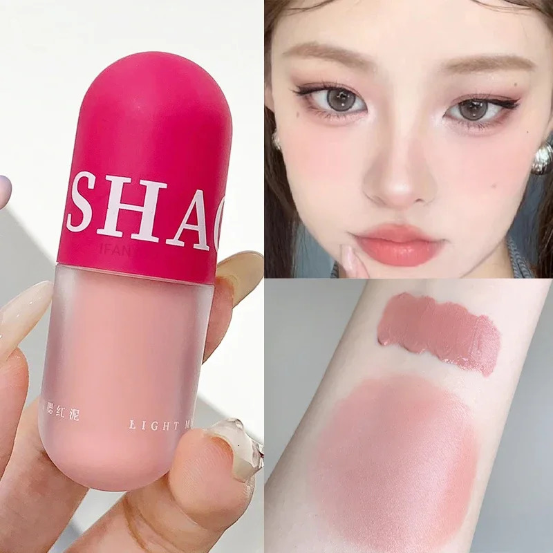 Mud Rouge Mini Blusher Matte Low Saturation Pigment Cheek Tint Moisturizing Natural Cheekbone Contouring Dye Clay Blush Cosmetic 250224