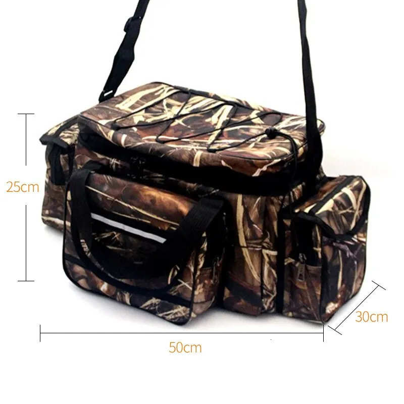 Waterproof fishing bag nylon large capacity multipurpose gear doublelayer waterproof outdoor shoulder 250213