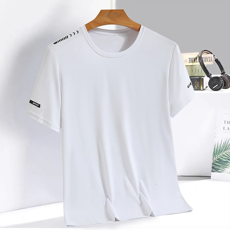 Summer ice silk short sleeved T-shirt for men and women quick drying and breathable sports top outdoor running duanT 250225