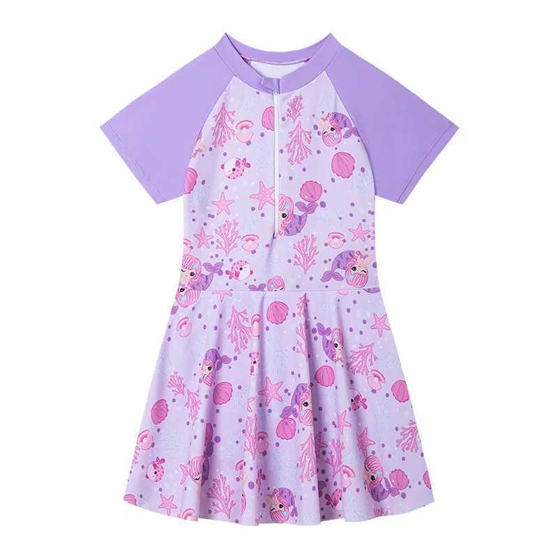 New Kids One-piece Swimsuit Ocean Coral Cartoon Print Kids Swimsuit Cute Princess Swim Dress Little Fresh Girls Swimsuit X250224