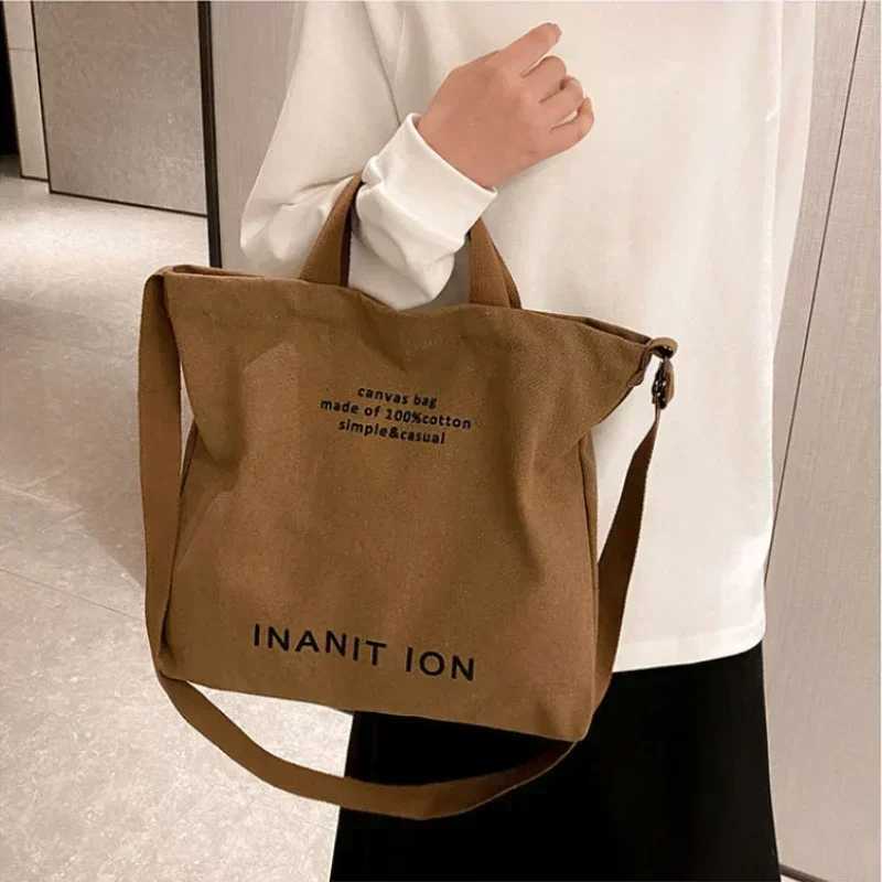 Japanese Canvas Mens and Womens Simple Horizontal Bag Laundry Canvas Thick Handbag Large Capacity Art Student Bag Z250225