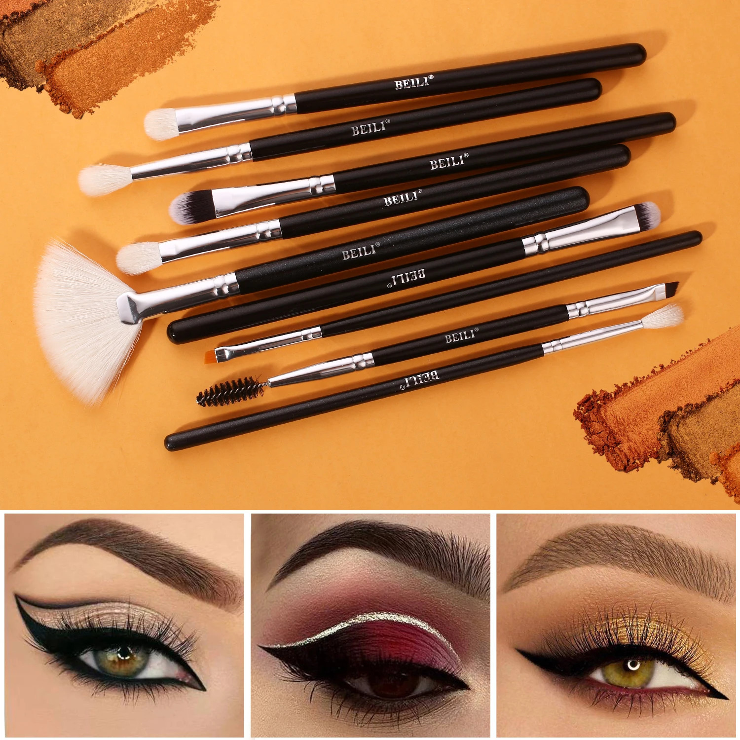 BEILI Black Makeup brushes set Professional Natural goat hair brushes Foundation Powder Contour Eyeshadow make up brushes 250305